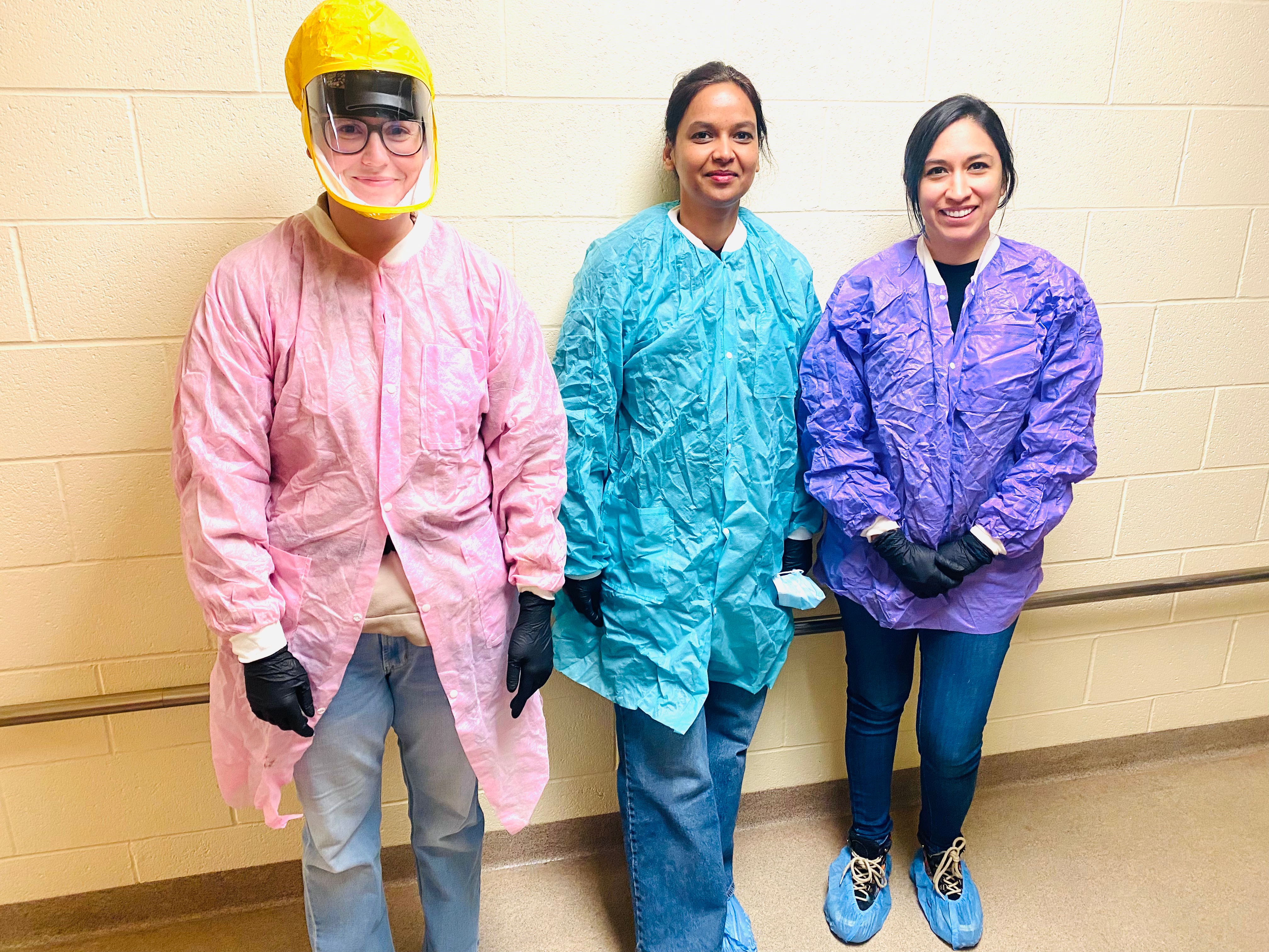 Lab members at the bench